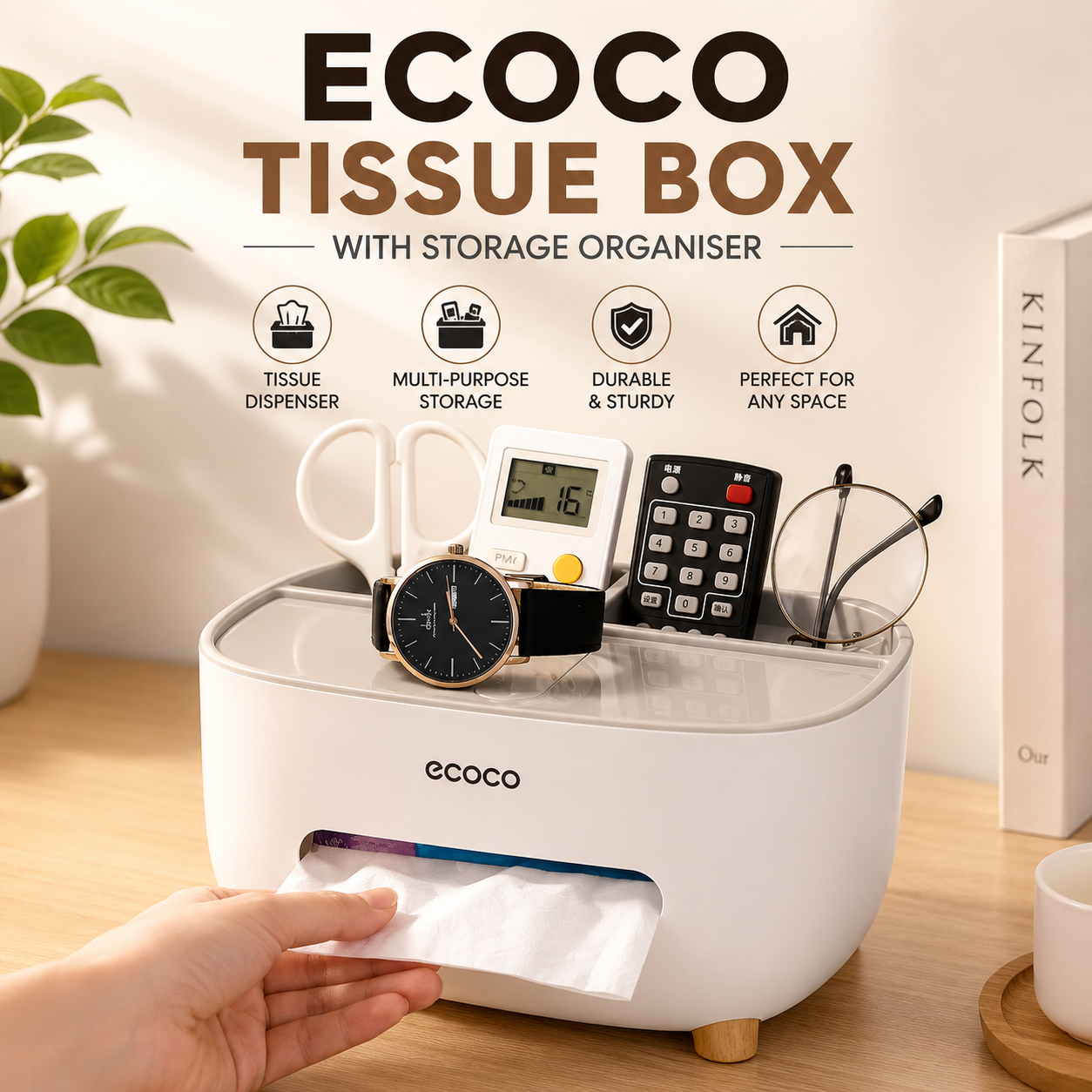 Ecoco Tissue Box with Storage Holder