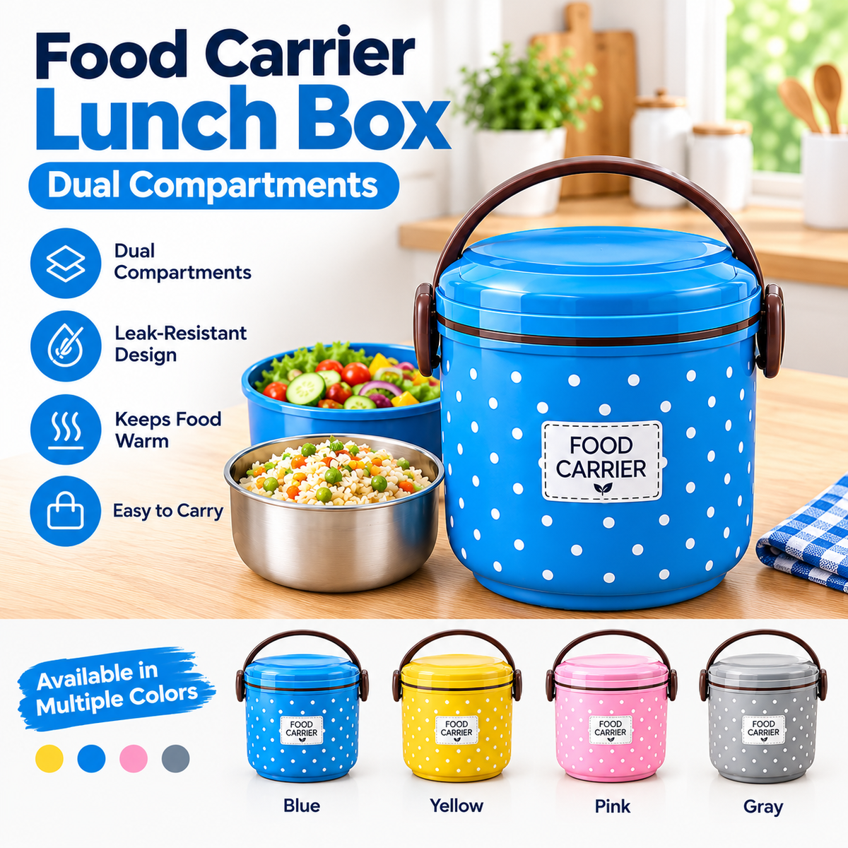 Food Carrier Lunch Box-dual compartments