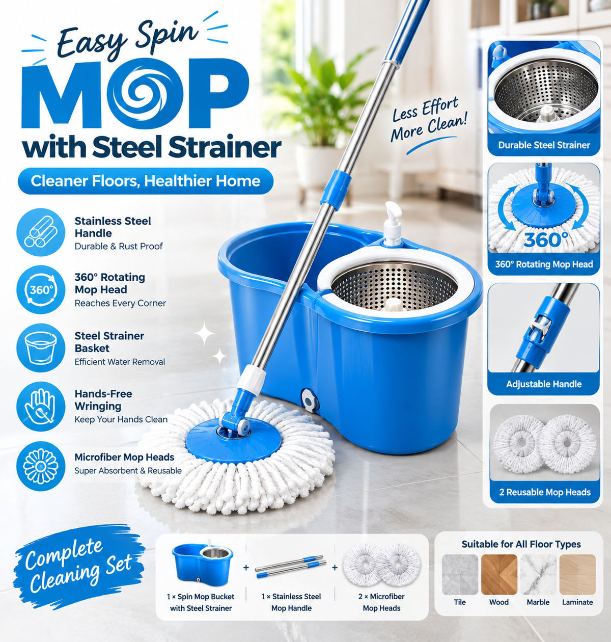 Easy Spin Mop with Steel Strainer
