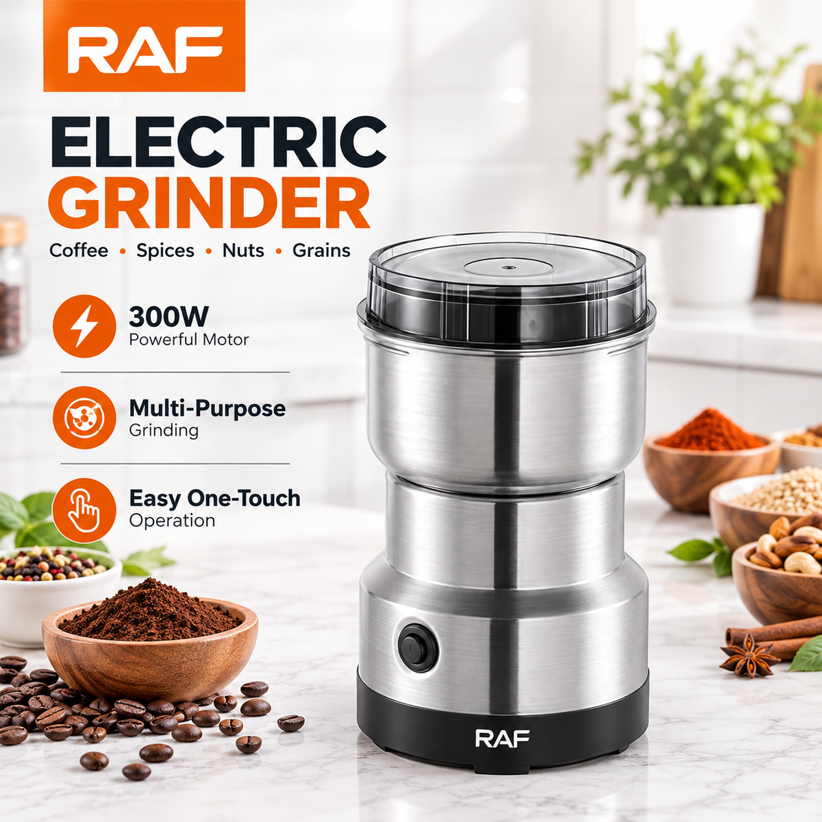 RAF Electric Masala Grinder for Coffee Beans, Spices & Sugar