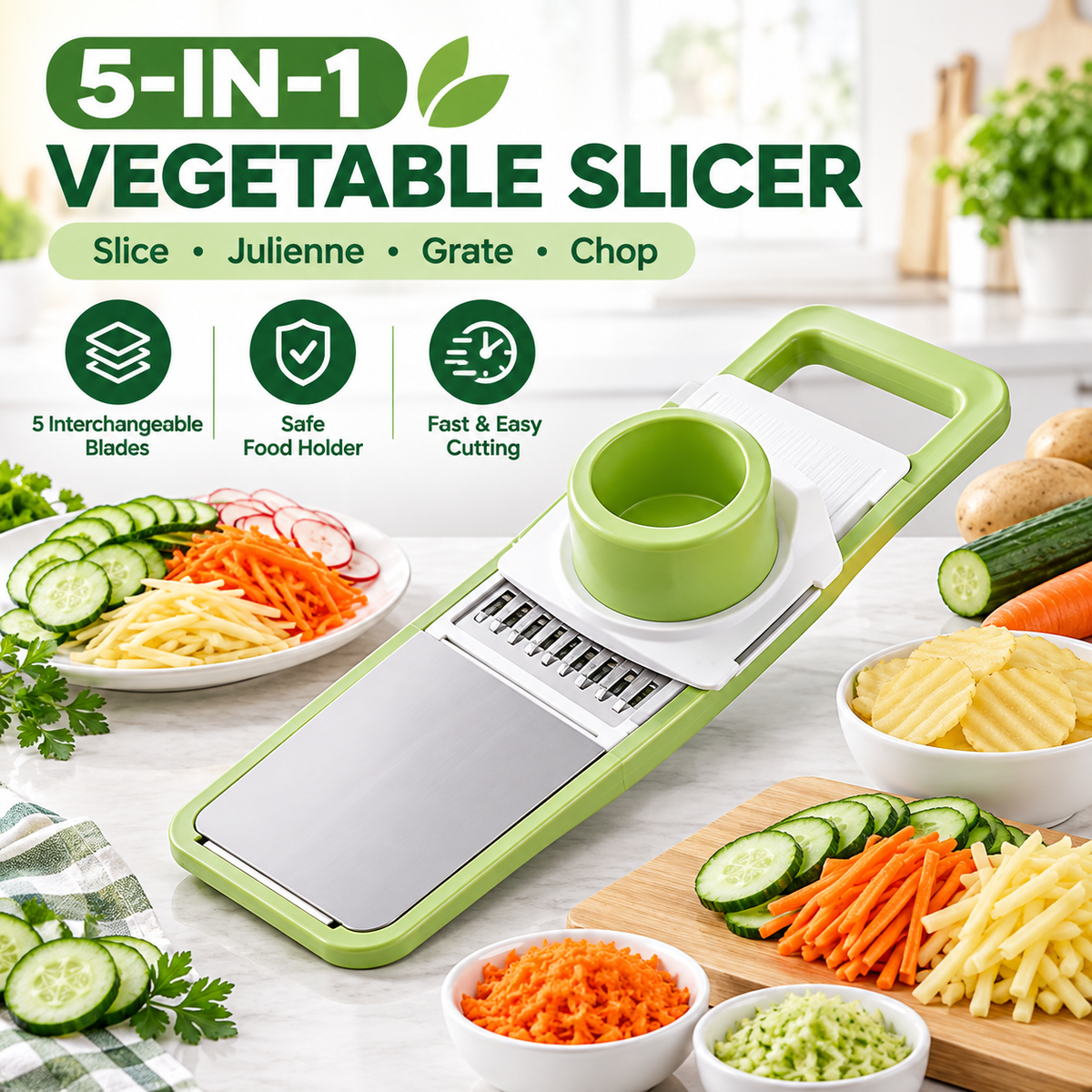 5 in 1 Multifunctional Vegetable & Fruit Slicer Cutter