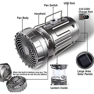 Portable Solar Camping Light with Fan
