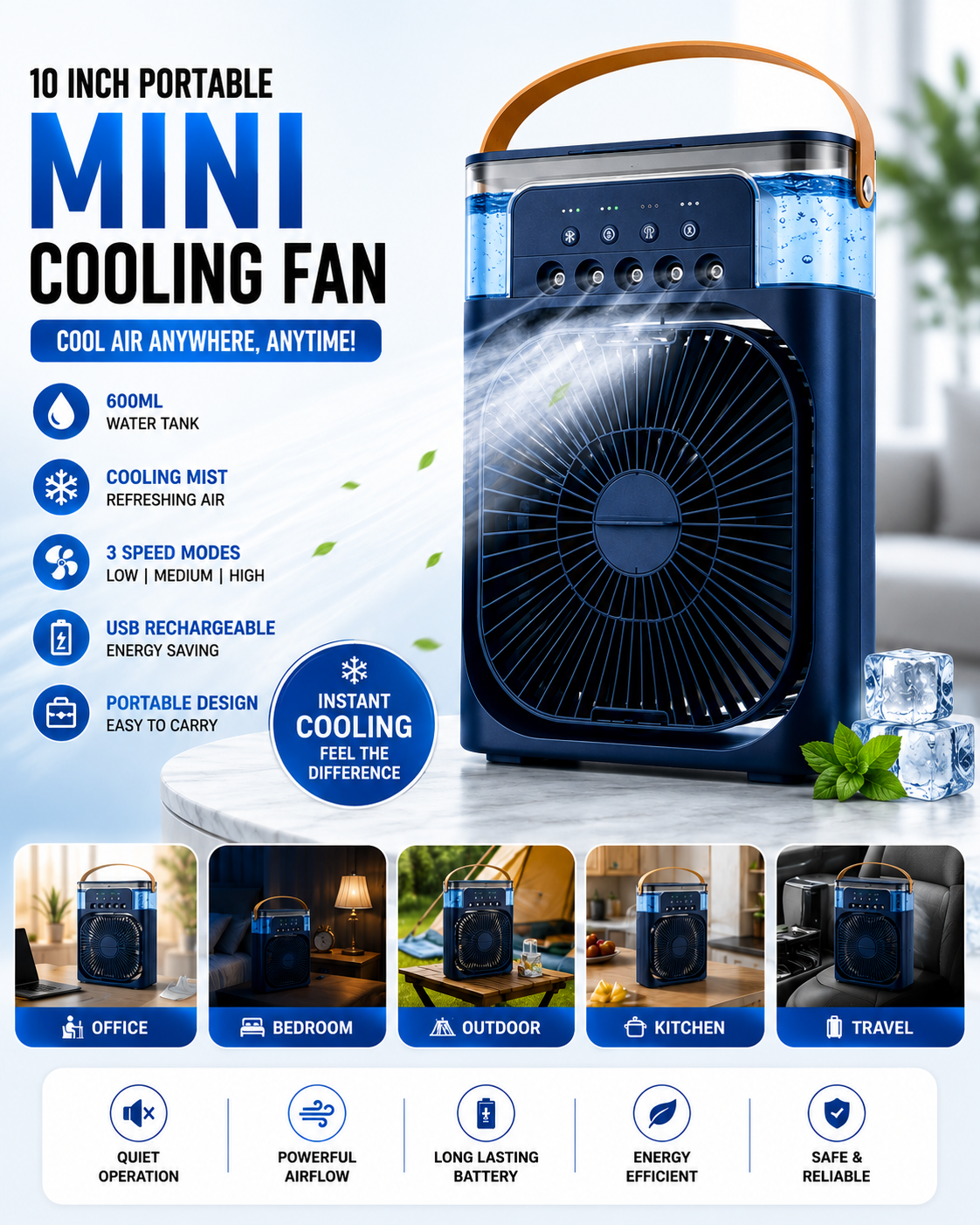 10 Inch Portable Mini Cooling Fan – USB