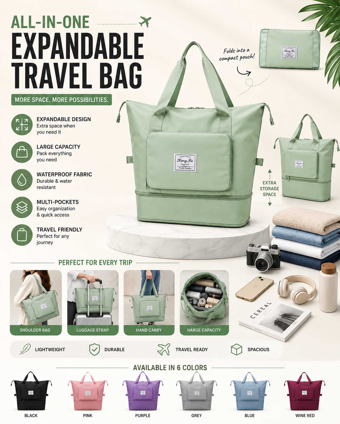 Extendable & Foldable Travel Bag