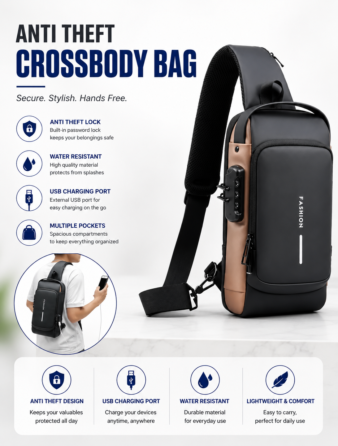 Anti Theft Crossbody Bag