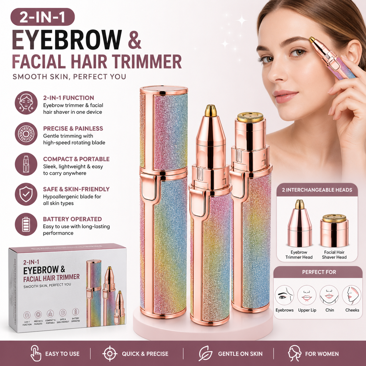 2-in-1 Eyebrow & Facial Hair Trimmer