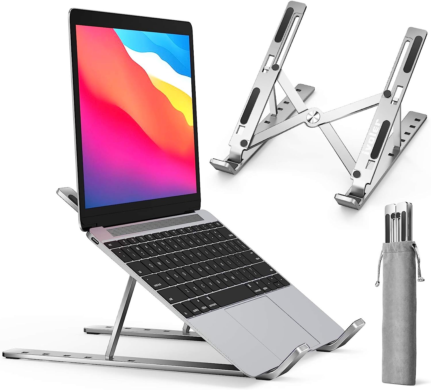 Metal Laptop Stand | Portable Aluminum Folding Adjustable Laptop Stand - Compatible with all sizes of Laptop