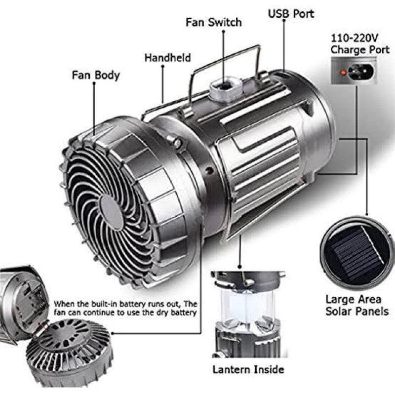 Portable Solar Camping Light with Fan