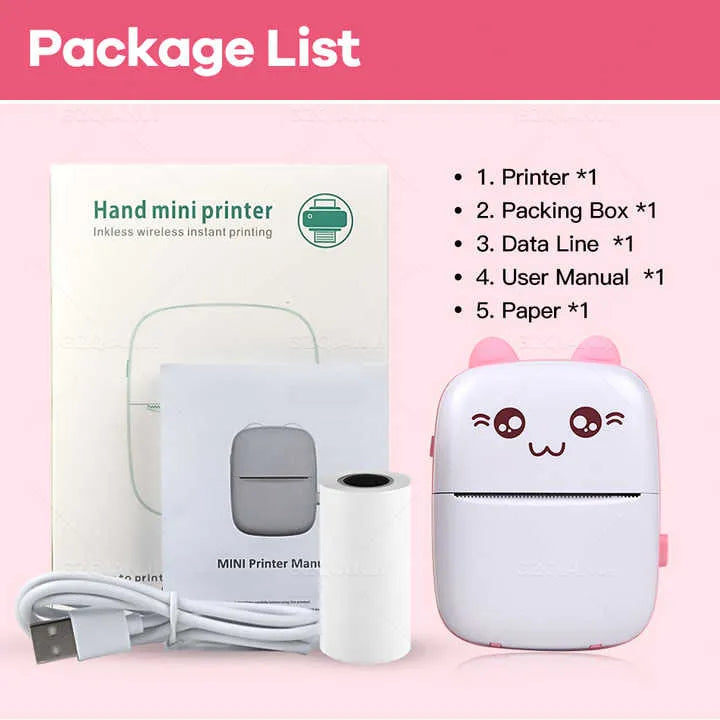 Mini Inless Printer Pocket Inkless Mini Printer - Thermal Portable Bluetooth Wireless Mini ...