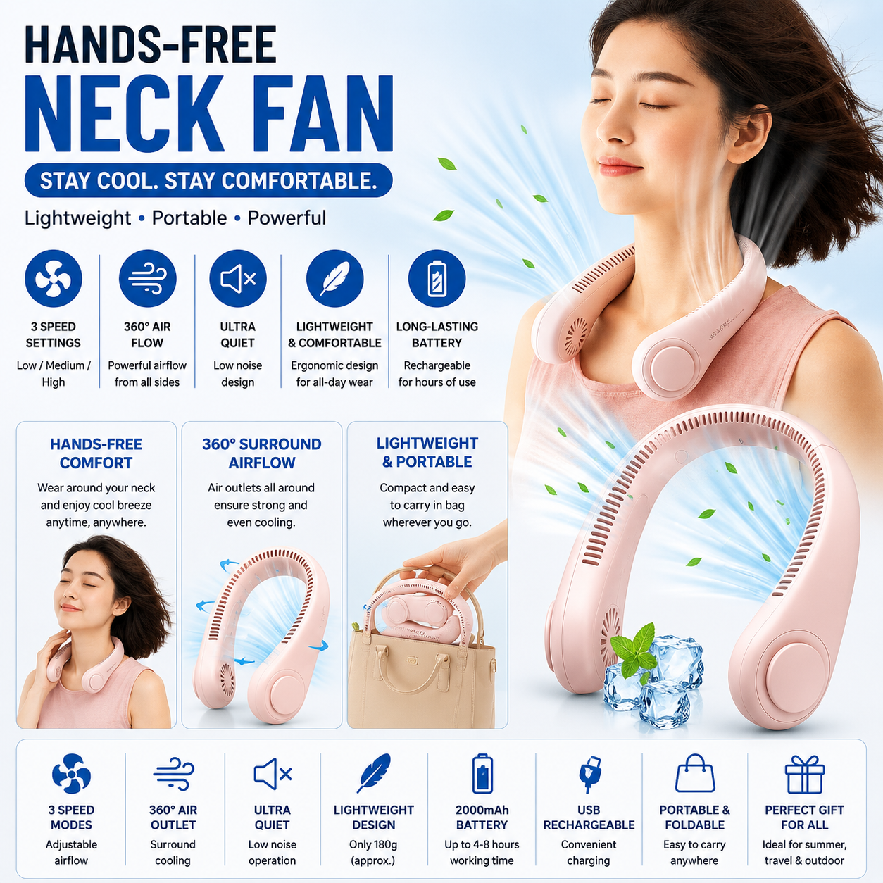 Hands Free Neck Fan
